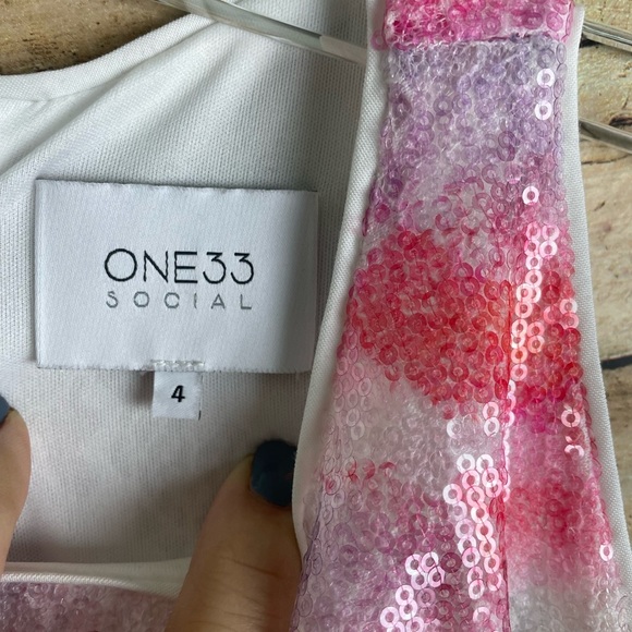 NWOT ONE33 Social Women's White Metallic Floral A-Line Mini Dress Size 4 - Picture 2 of 6